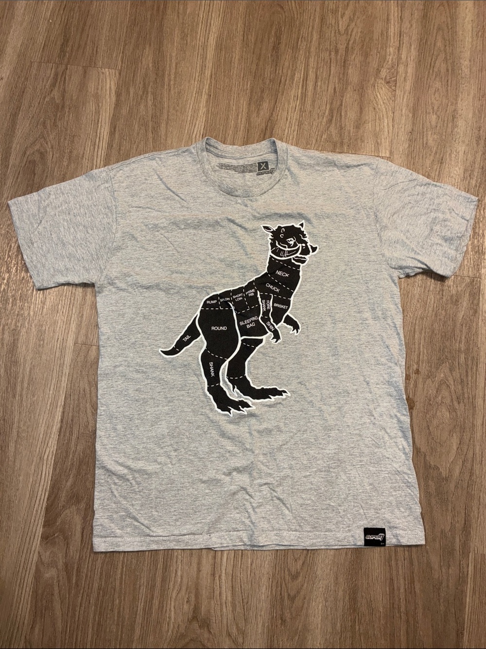 Super7 Gray Heather Tee with Logo Neck Print
